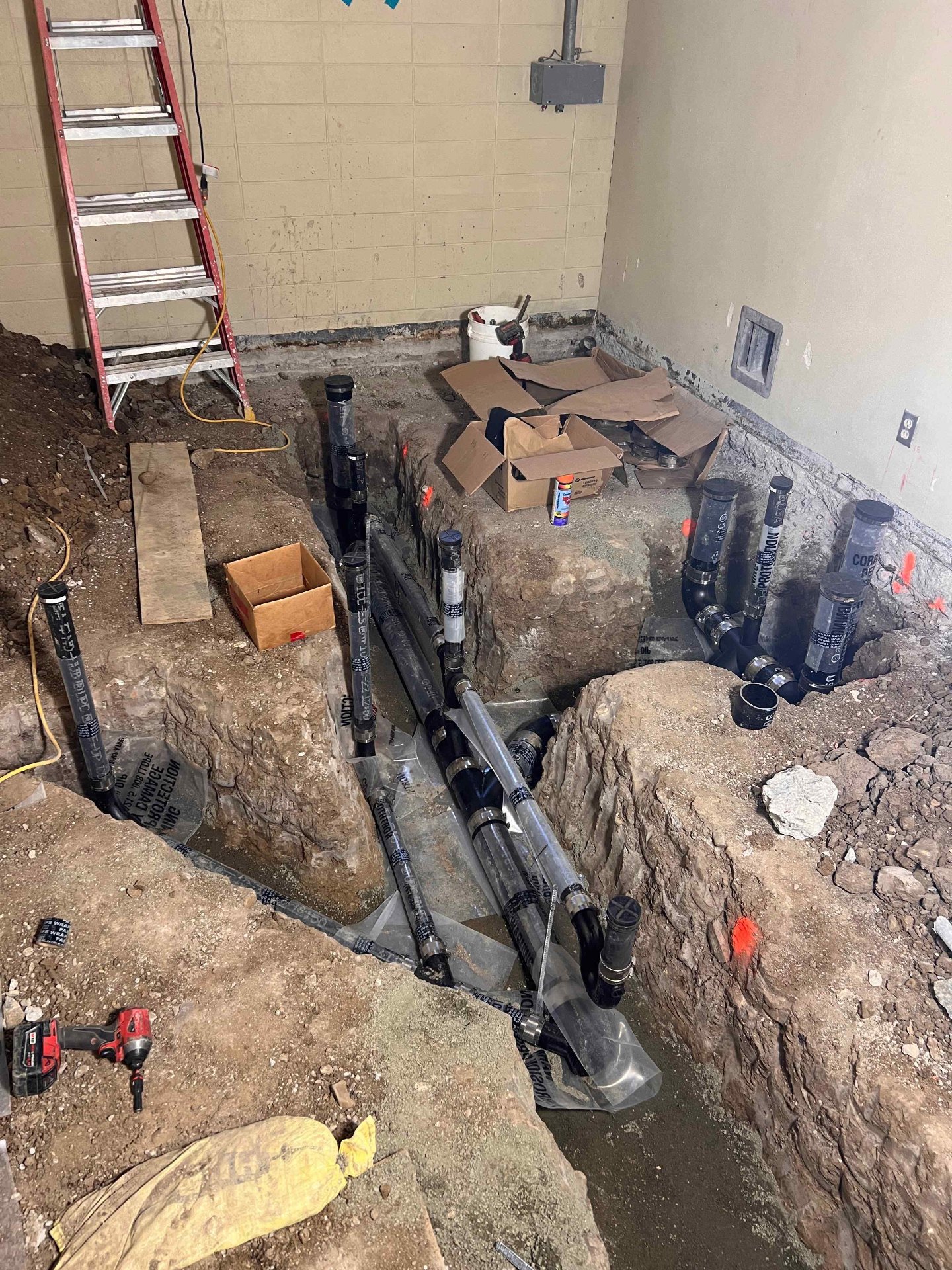 Underground sewer and drain line rough-in by BluePoint Plumbing in Santa Clarita